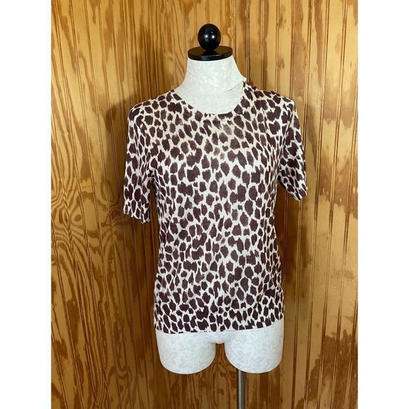 J. Crew Tops - J Crew T-Shirt Pullover Tee  Short Sleeve Top Leopard Animal Print Brown S NWT